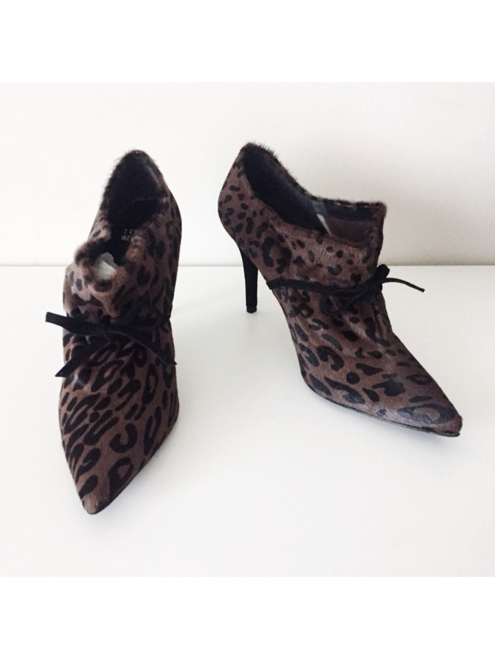 Stuart Weitzman Aok Serval Print Calfhair Stiletto Booties